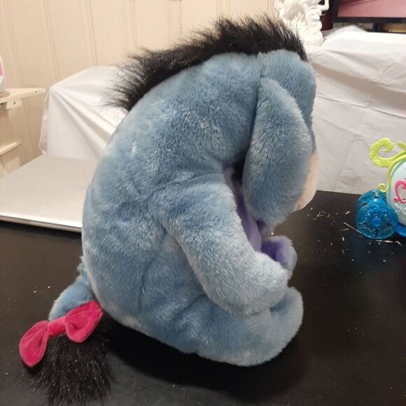 Disney Store Eeyore Plush Stuffed Animal Toy Blue 10" With Pink Bow On Tail - Picture 4 of 5